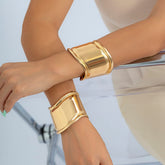 Geometric Gold Silver Plated Metallic Open Wide Cuff Bangle Bracelet